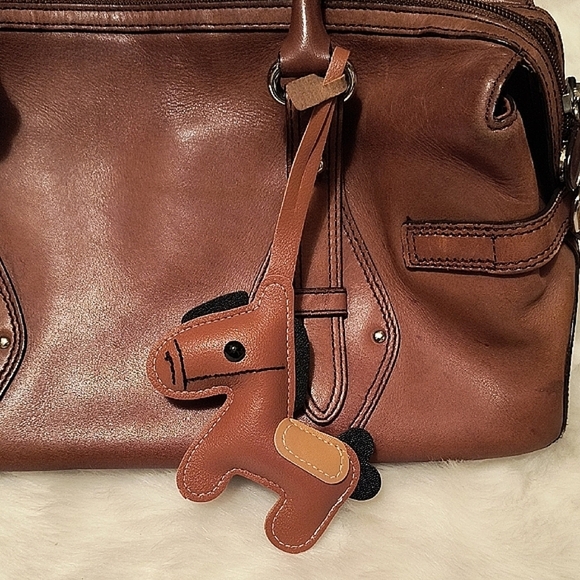 Vegan Brown Leather Horse-Shaped Bag Accessory - Picture 1 of 4